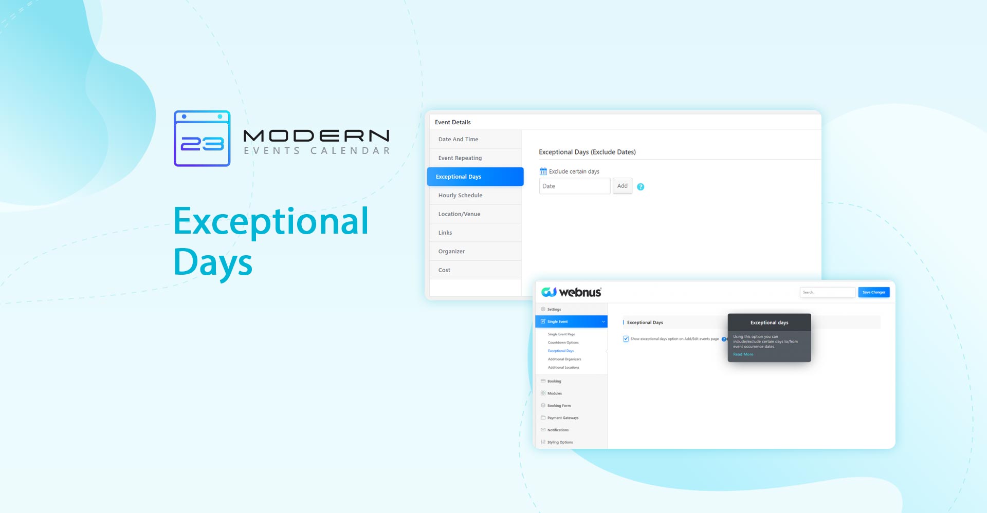 setting Exceptional Days in MEC plugin