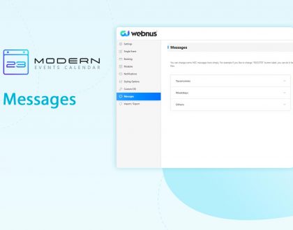 messages setting in WordPress Modern Event Calendar