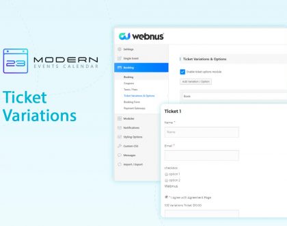 Ticket Variations in Modern event calendar plugin WordPress