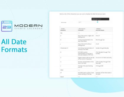 Date Formats in WordPress Modern Event Calendar