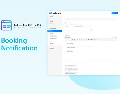 booking notification in WordPress modern Event Calendar