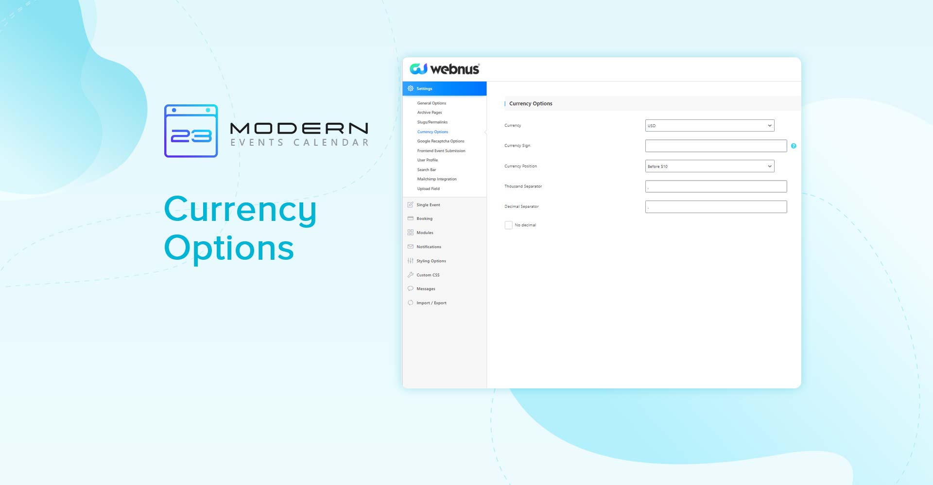 Currency Options in MEC plugin