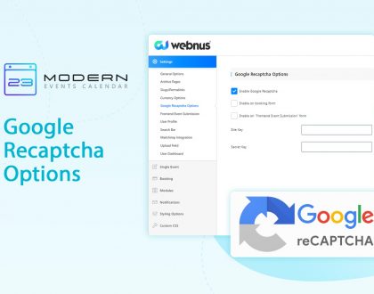 Google Recaptcha in Modern event calendar plugin