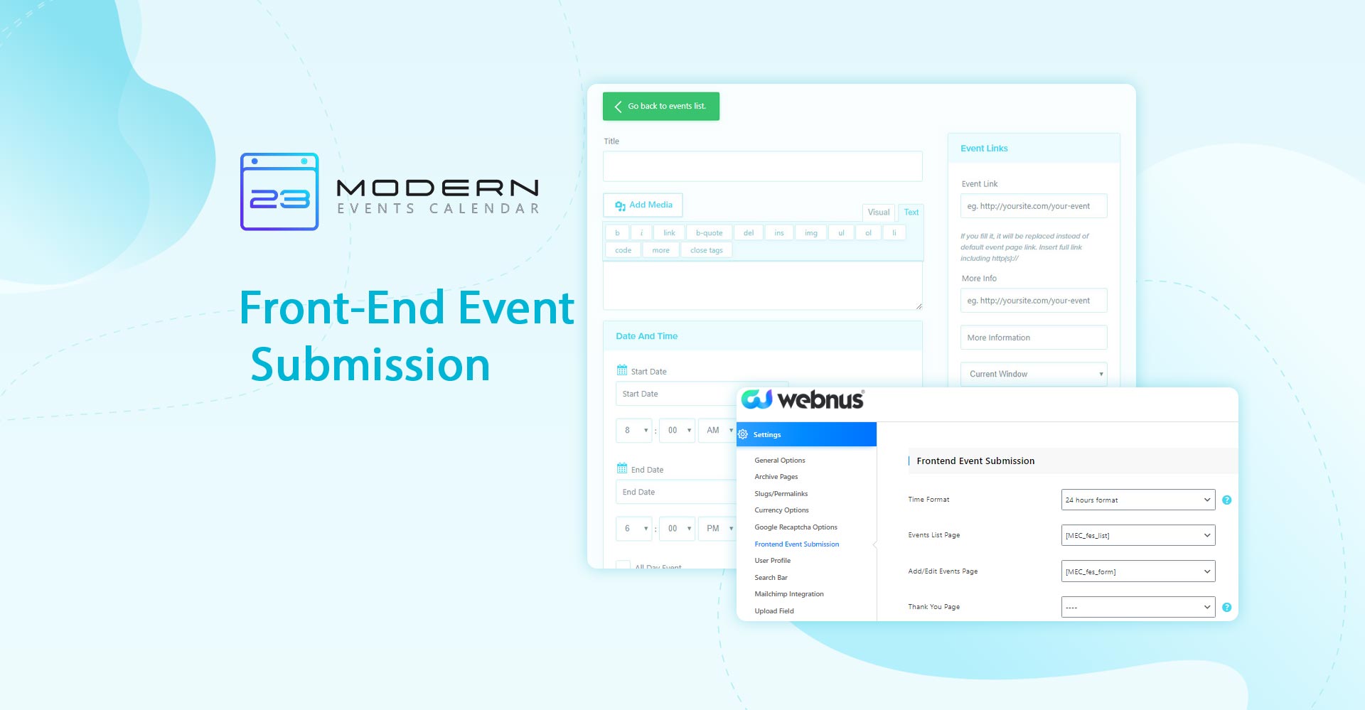 Frontend Event Submission Sections Modern Events Calendar