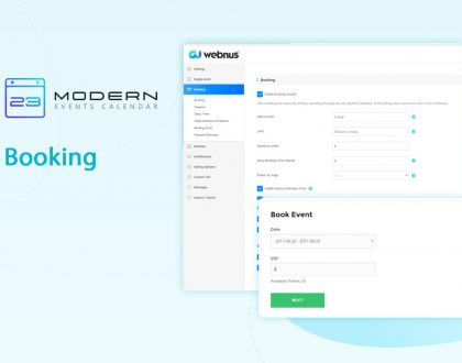 booking system in modern event calendar plugin