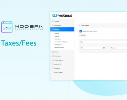Taxes and Fees option In Modern Event Calendar