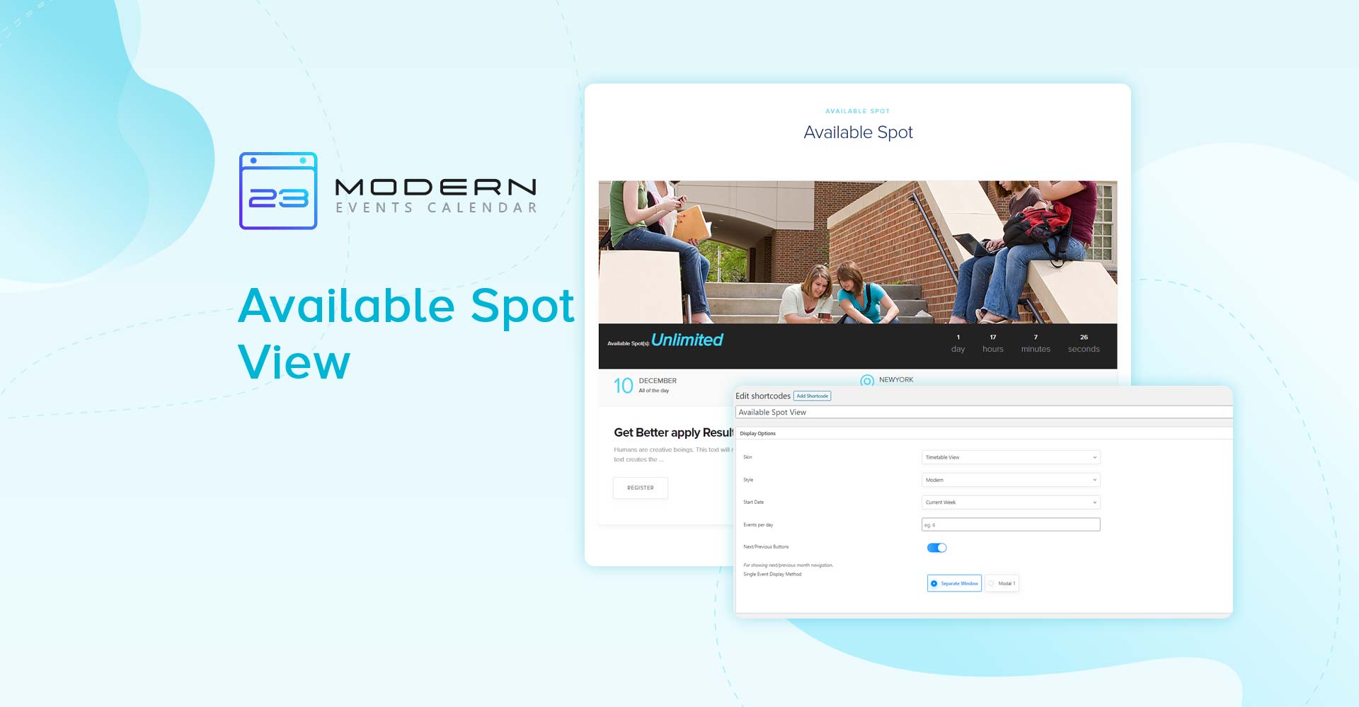 Available Spots View Skin In Modern Event Calendar