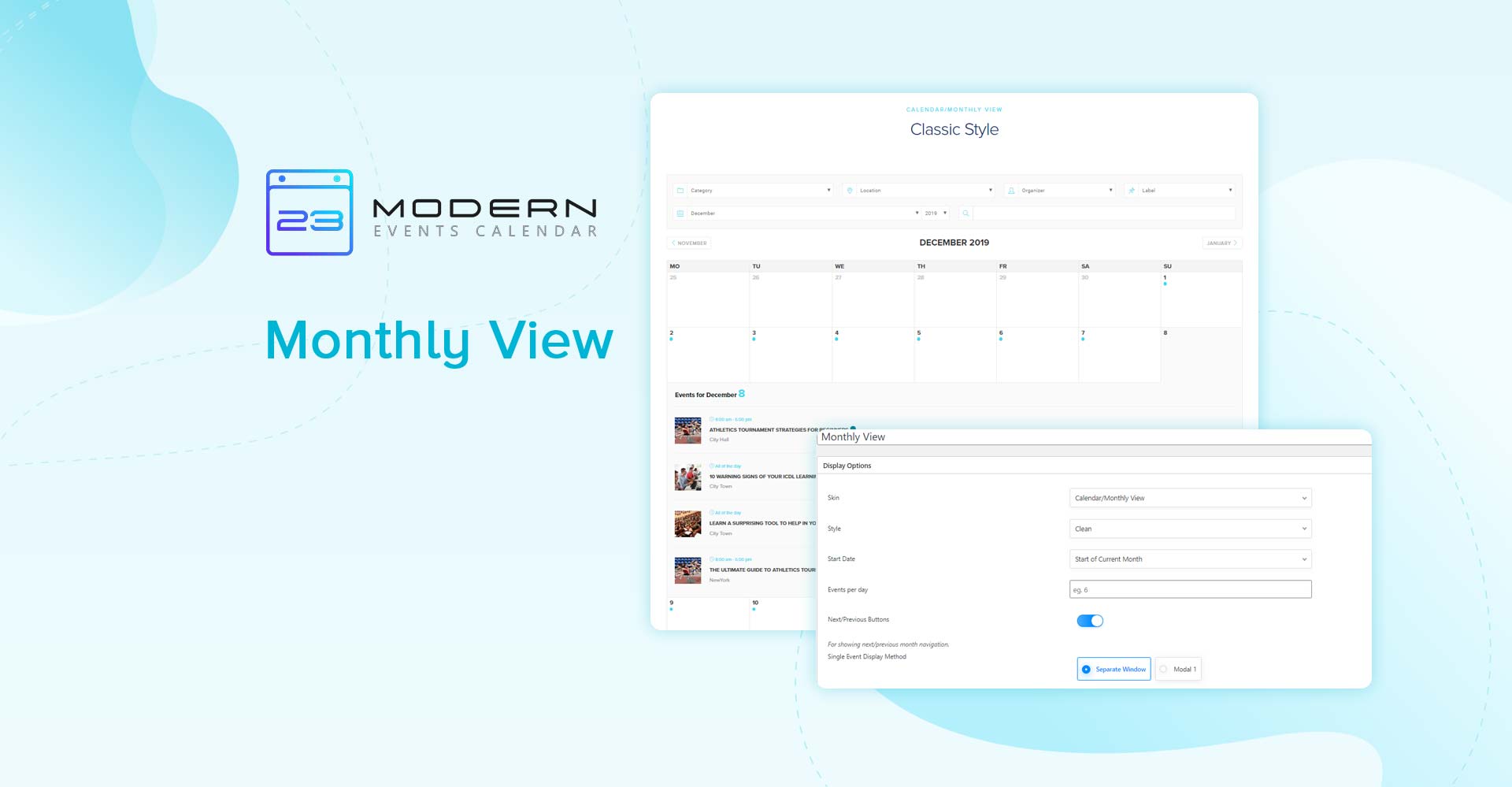 Monthly View Skin In Modern Event Calendar