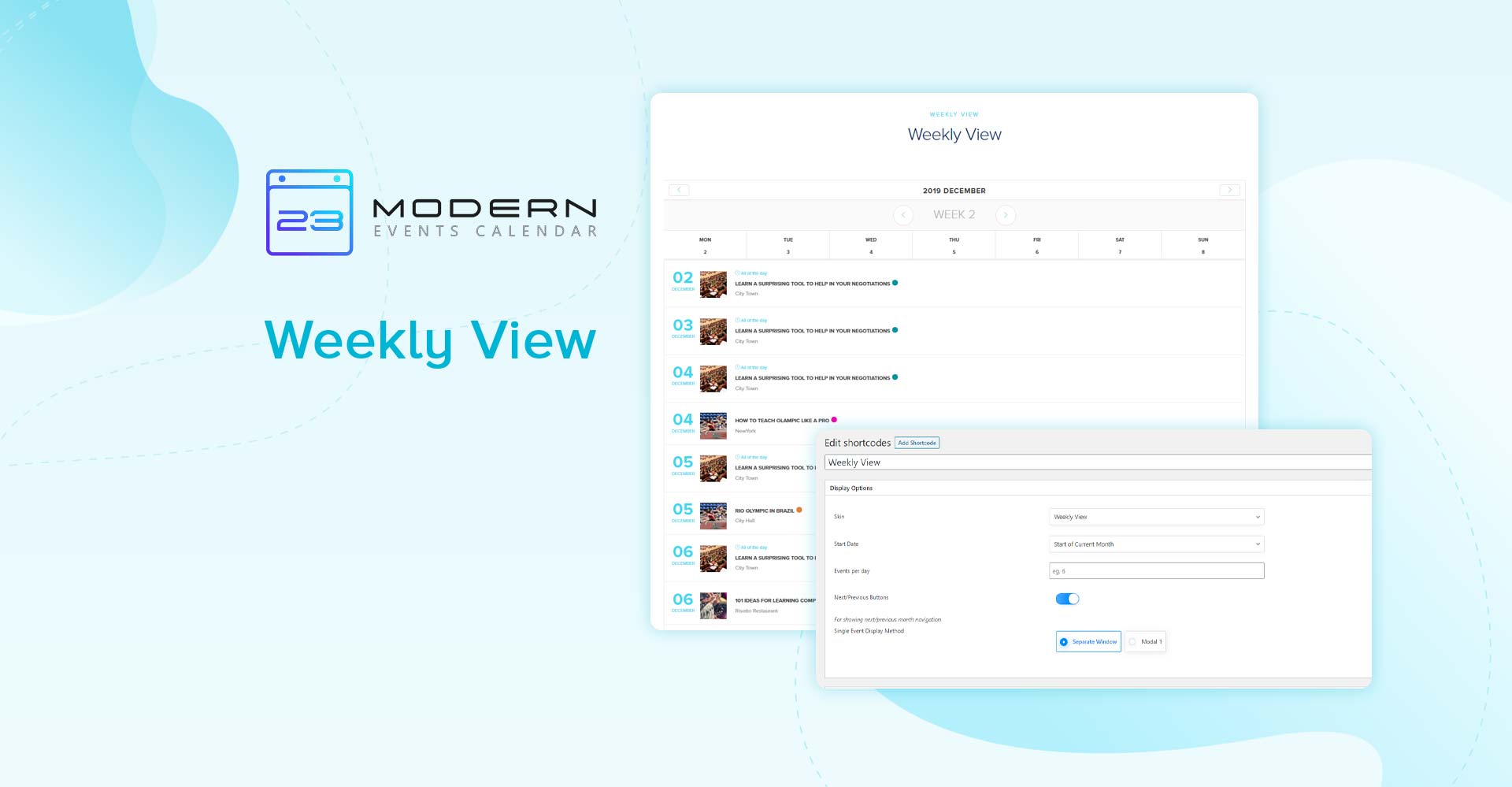 Weekly View Skin In Modern Event Calendar