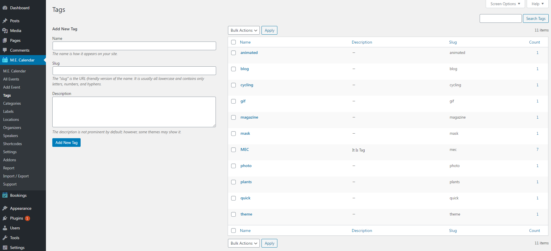 Tags - Modern Events Calendar