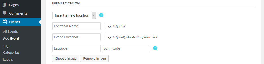 Add Location - WordPress Event Calendar