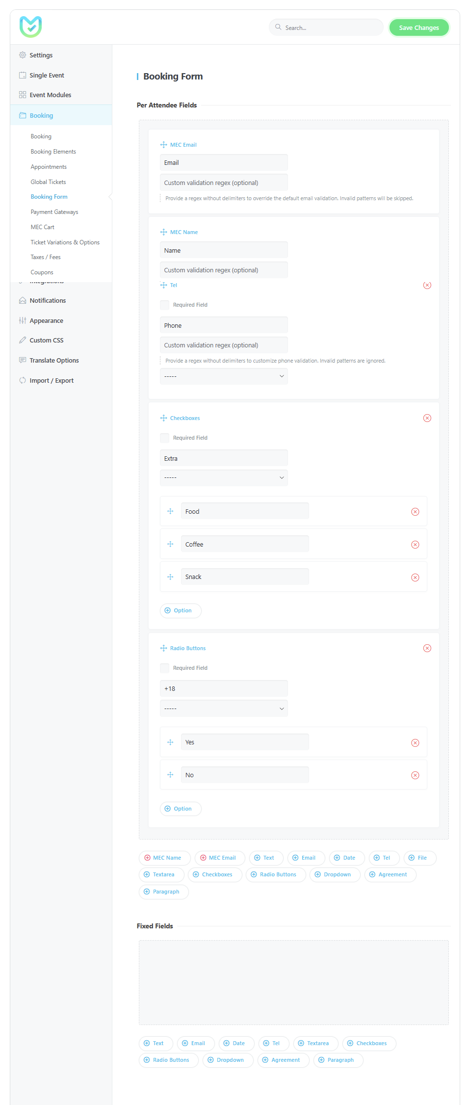 mec booking form - Booking Settings mec booking form - Booking Settings