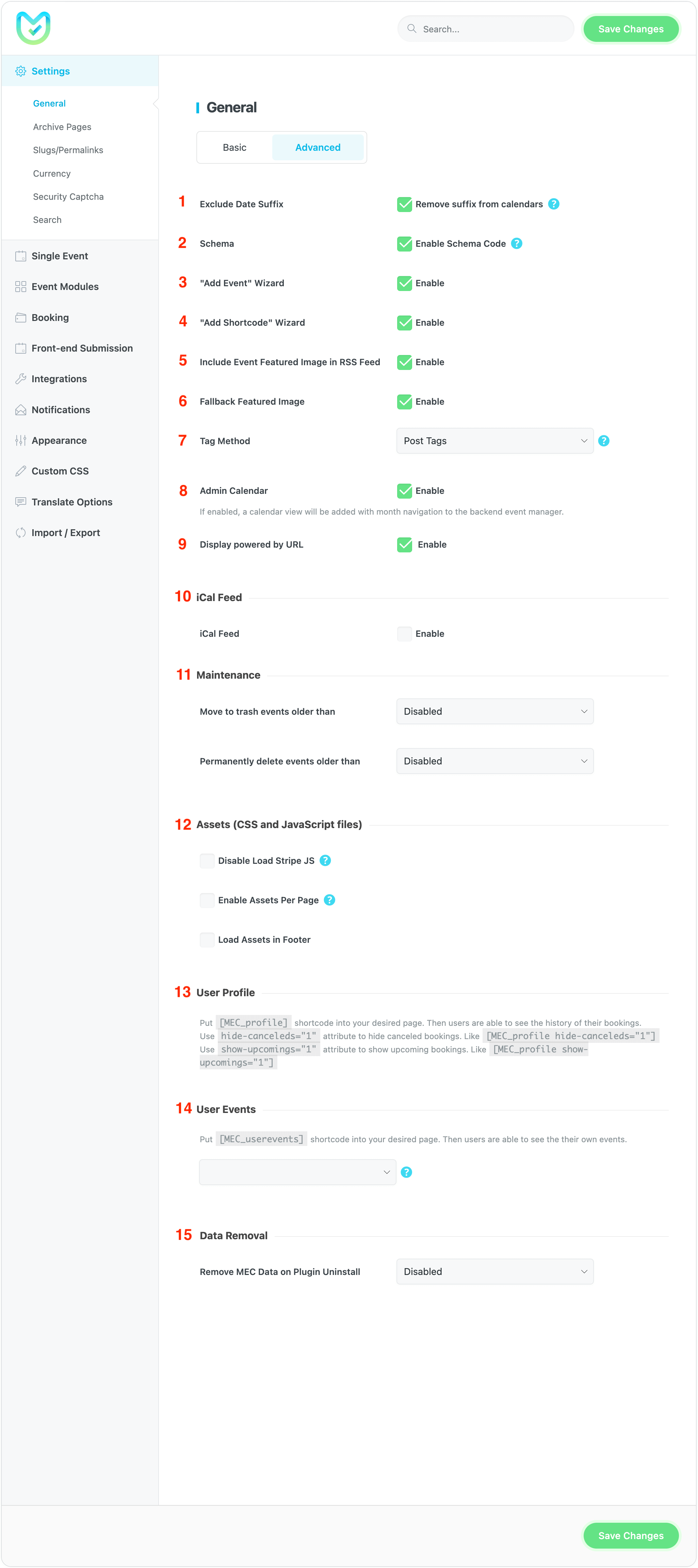 mec general 02 - General Settings General Settings