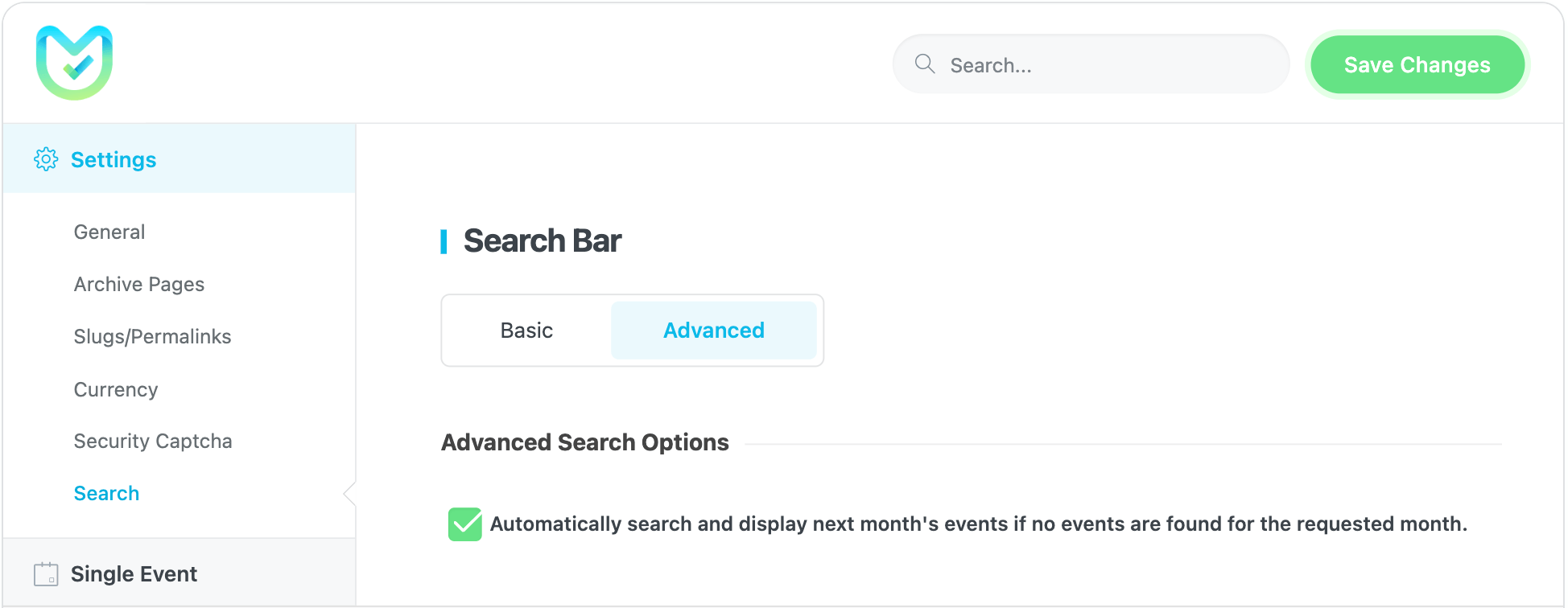 mec general search 09 - General Settings Search Bar