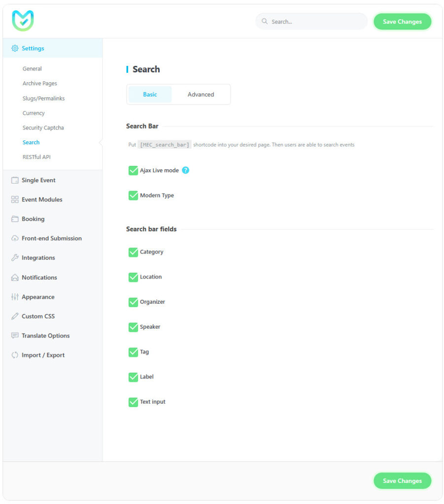 General Settings - MEC Knowledgebase
