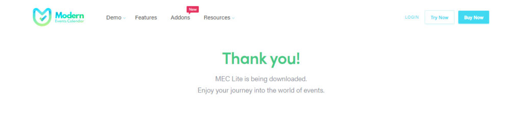 MEC Lite Download Thank You Page