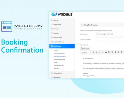 Booking Confirmation Notification in MEC plugin