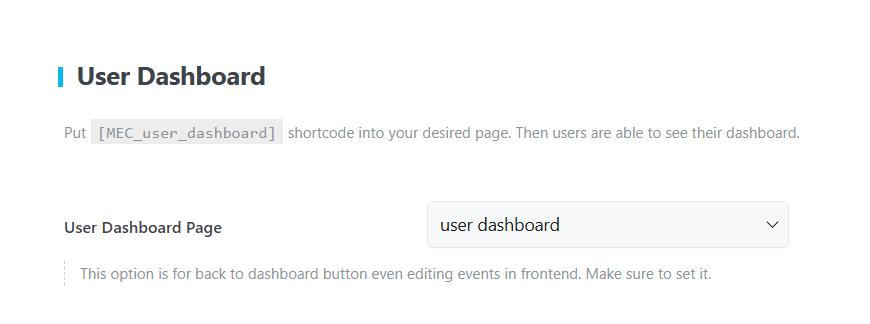 User Dashboard Addon