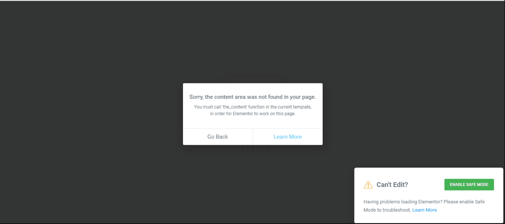 4737545680 - Elemenetor Content Area Was Not Found Issue Content Area Was Not Found in Your Page while using modern event calendar