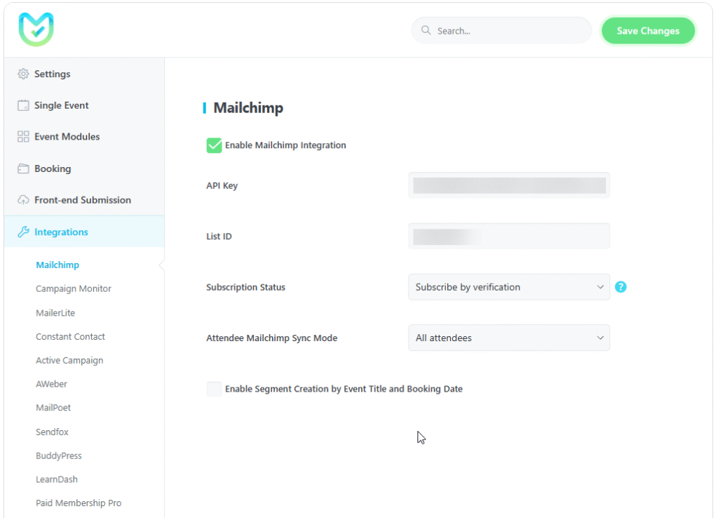 Mailchimp integration 1 - MEC Integrations