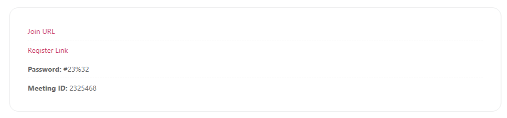 Zoom Event history - Zoom Integration Addon Zoom Integration Addon
