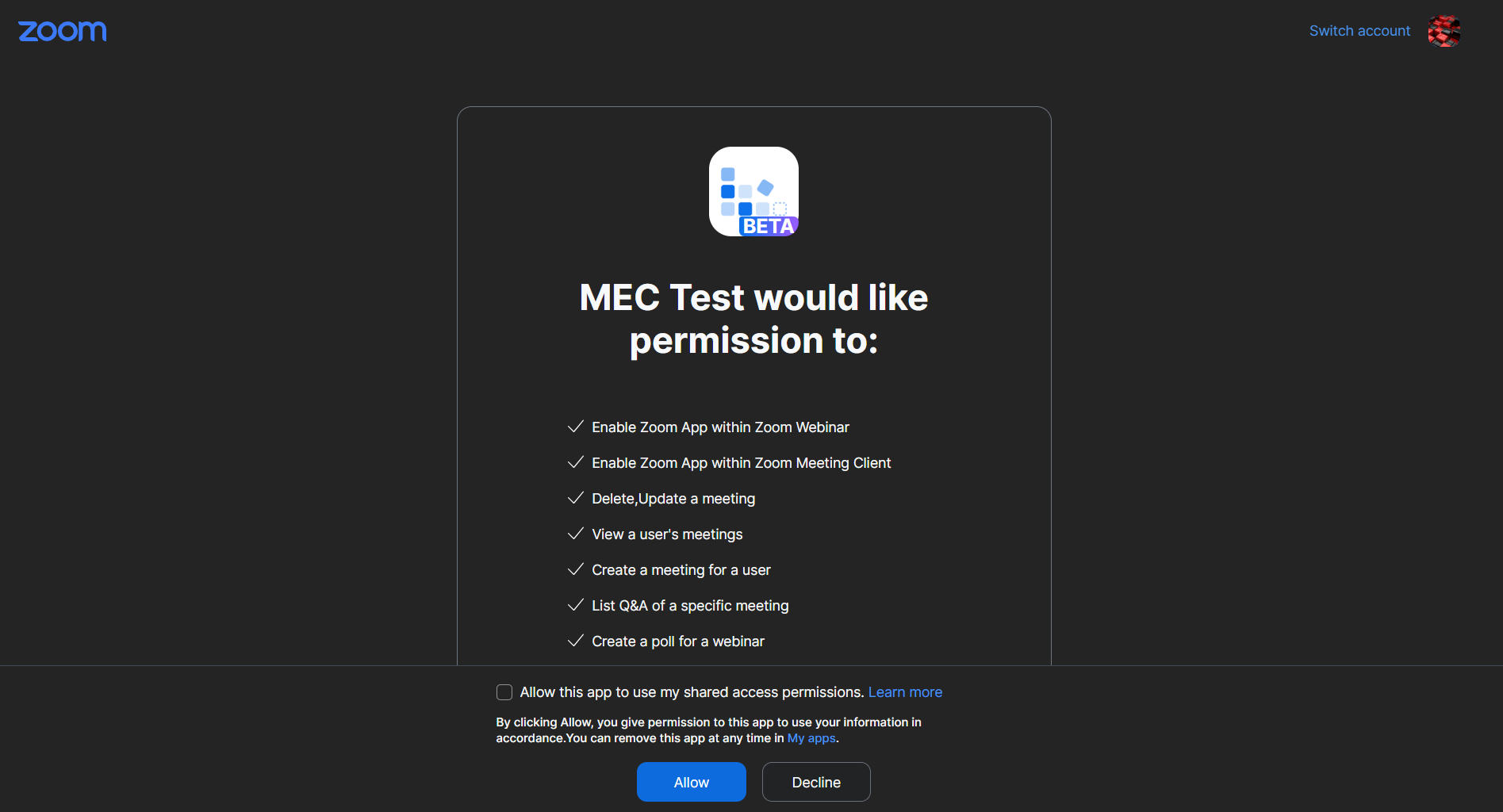 Zoom Integration Addon