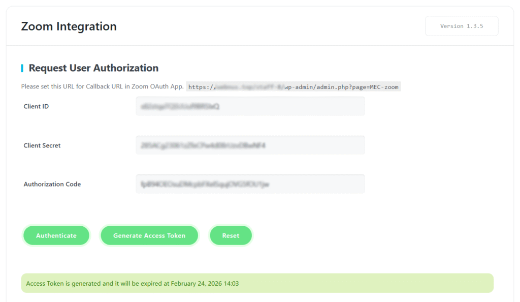 Zoom Integration Addon