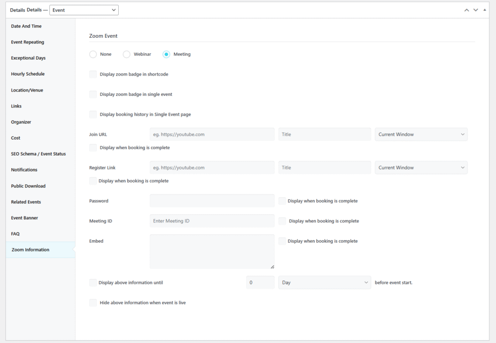 Zoom Integration Addon