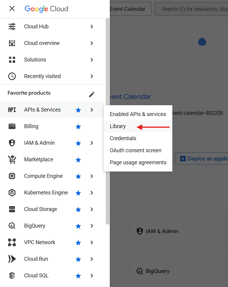 Creating Google Calendar API Key
