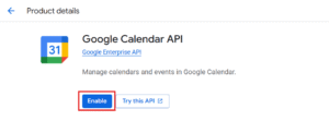 Creating Google Calendar API Key - MEC Knowledgebase