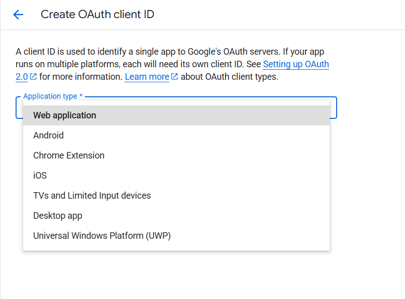 Creating Google Calendar API Key