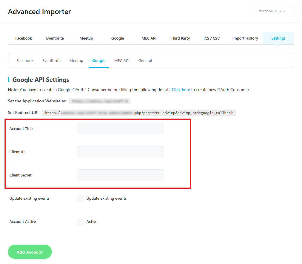 Creating Google Calendar API Key