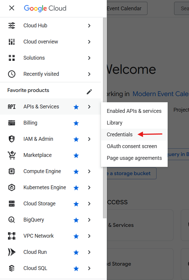 Creating Google Calendar API Key