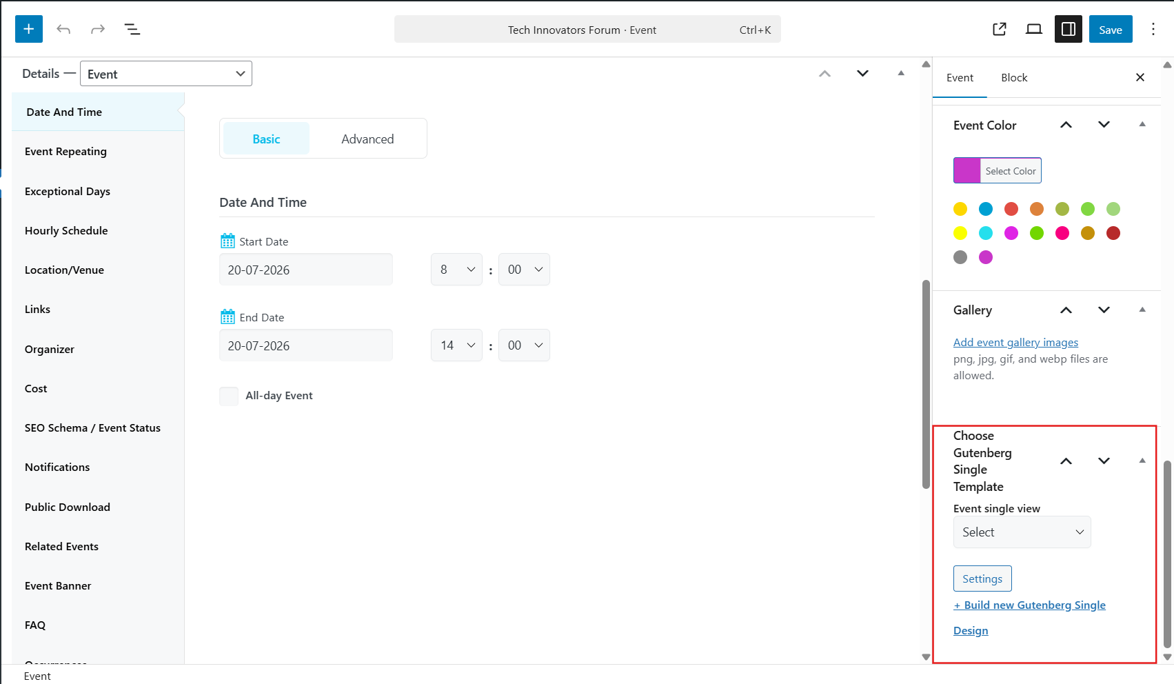 Gutenberg Single Builder Addon