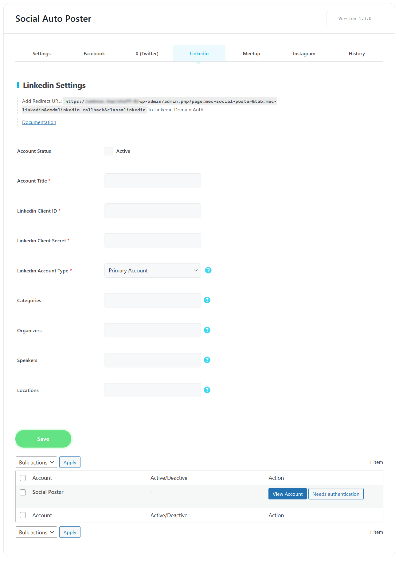 Social Auto Poster Addon