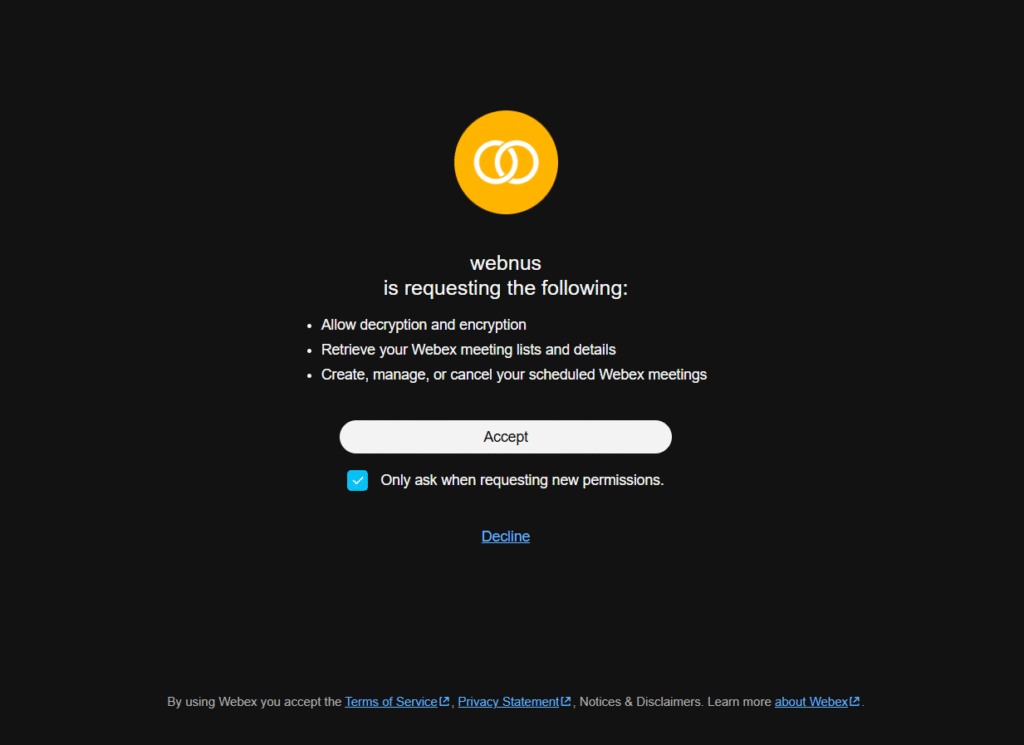 Webex Integration Addon