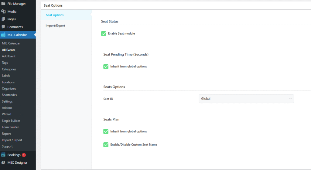 single Event Seat 1 - Event Seat Addon