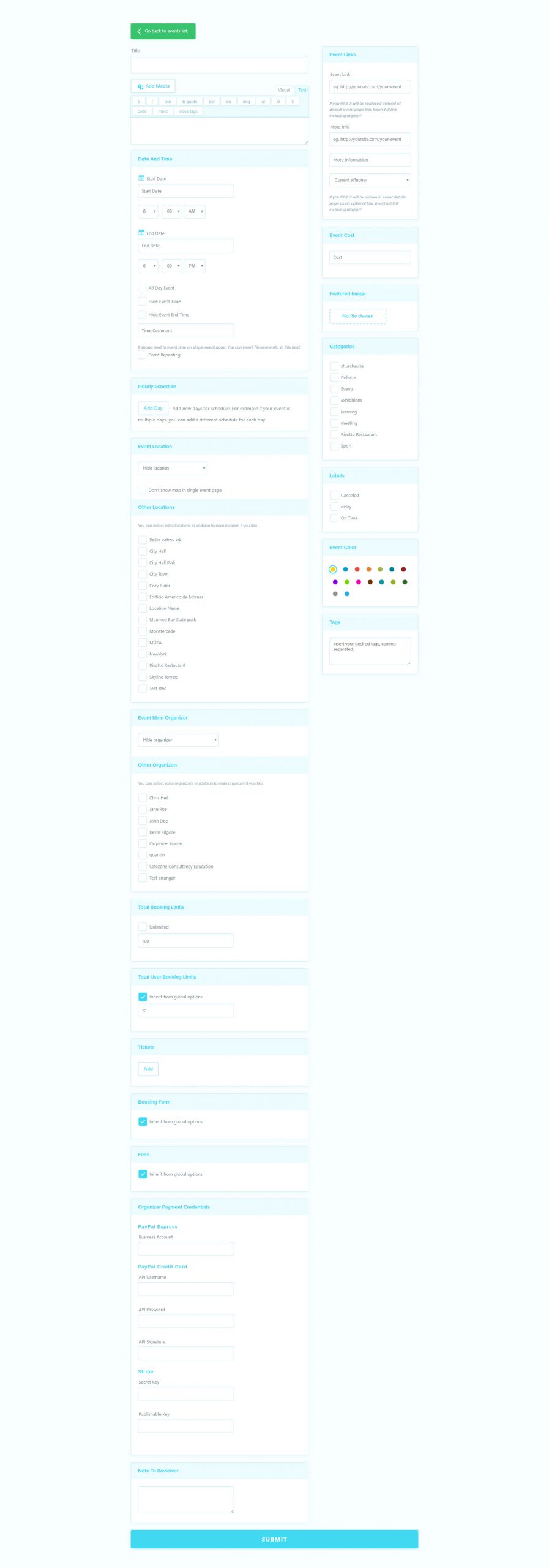 Frontend Event Submission