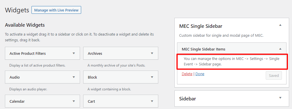MEC Single Sidebar