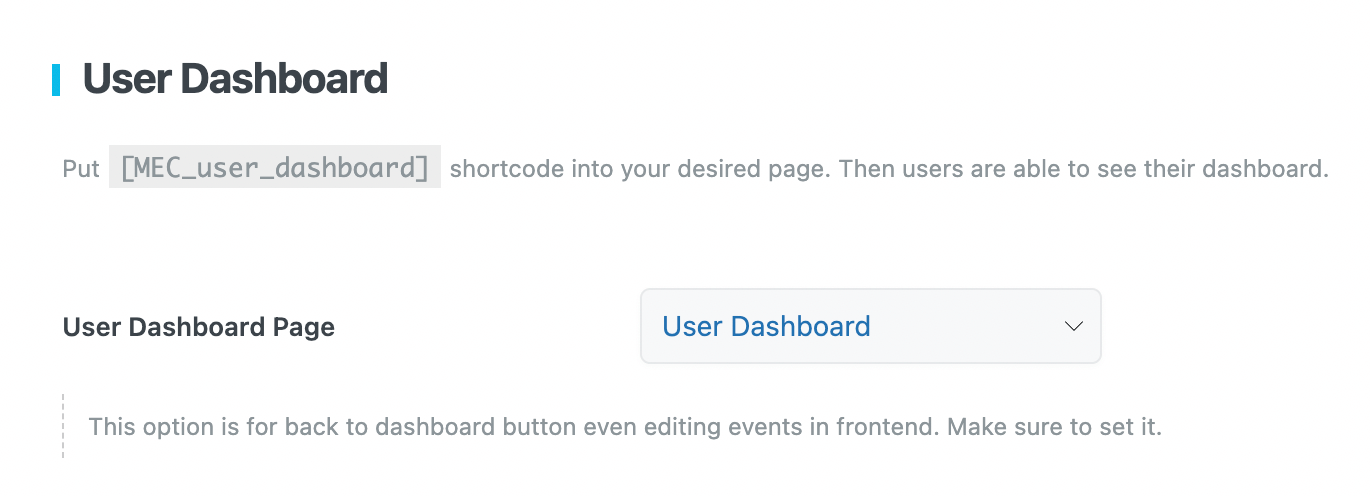 User Dashboard Addon