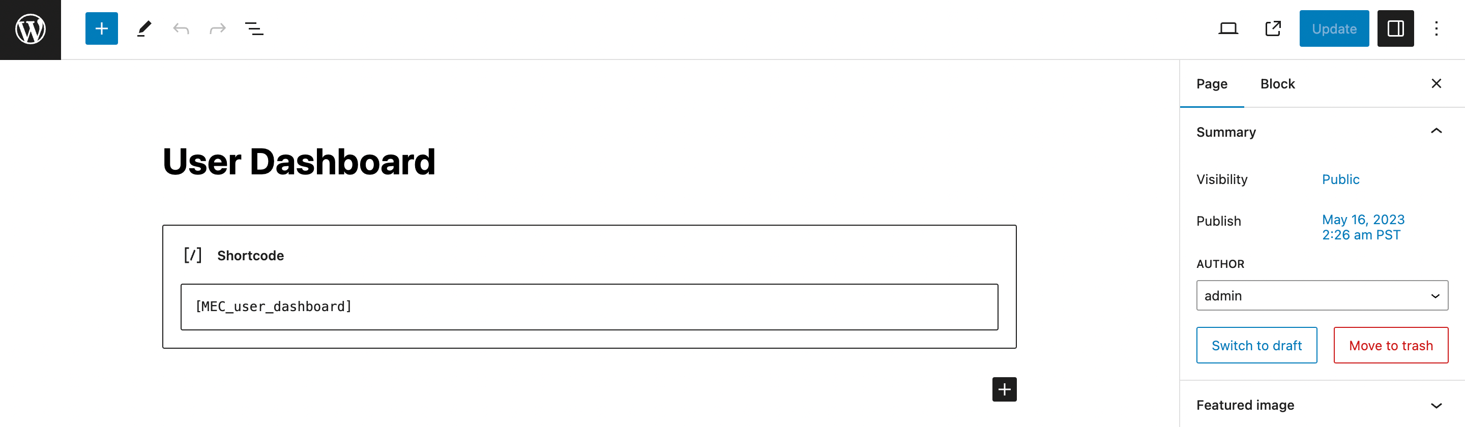 User Dashboard Addon