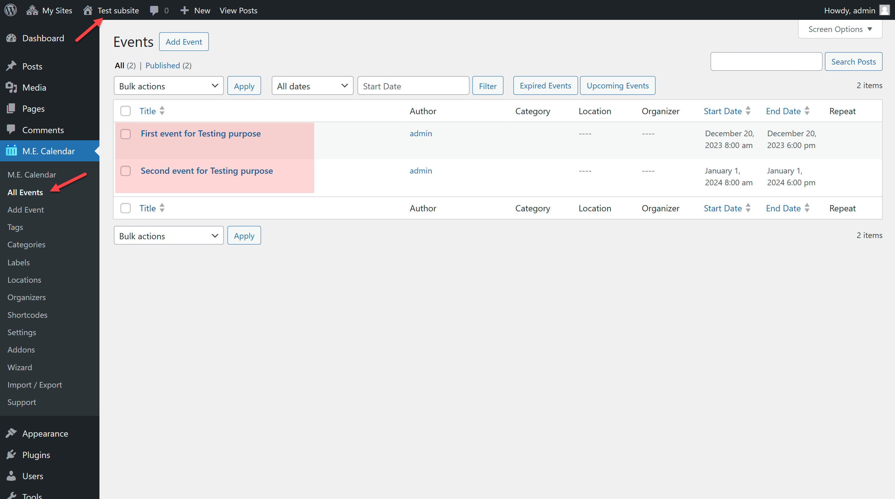 Multisite Event Sync