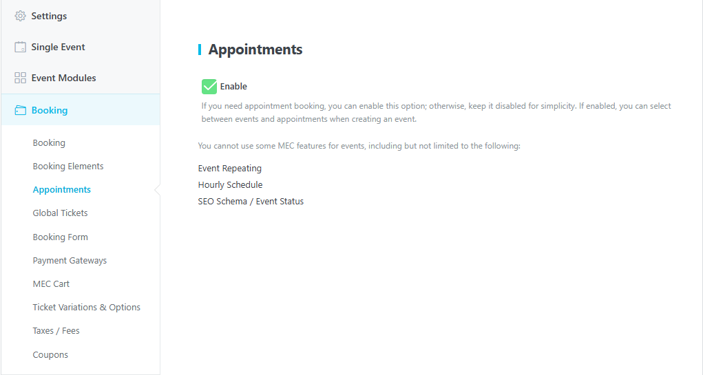 How to Enable Appointments