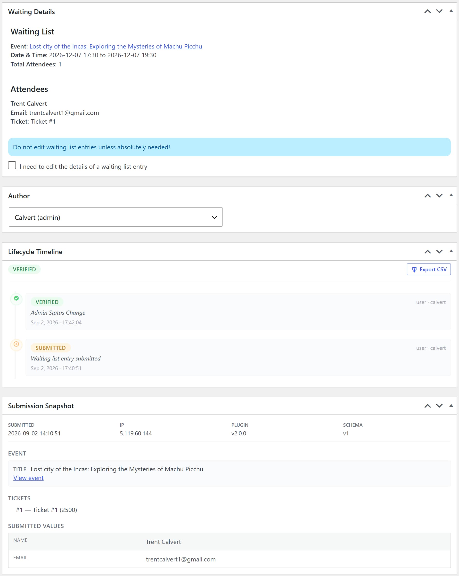 Liste 8 | Waiting List Addon Waiting List Addon