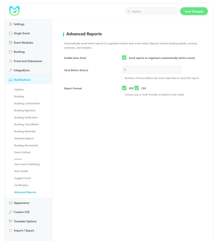 MEC Advanced Reports Addon