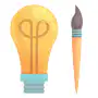 Light bulb and paintbrush icon representing creative design