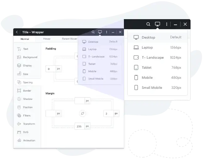 Kata responsive controls with device breakpoints for desktop, laptop, tablet and mobile