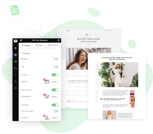 Kata single post builder editing a blog post layout