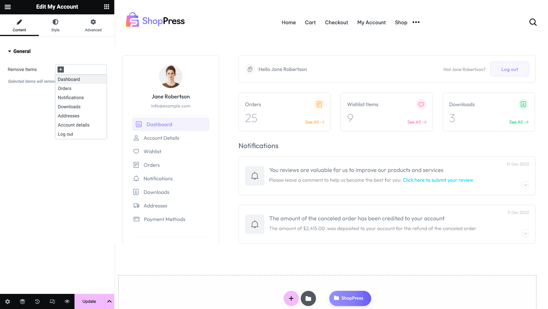 Create a WooCommerce My Account page