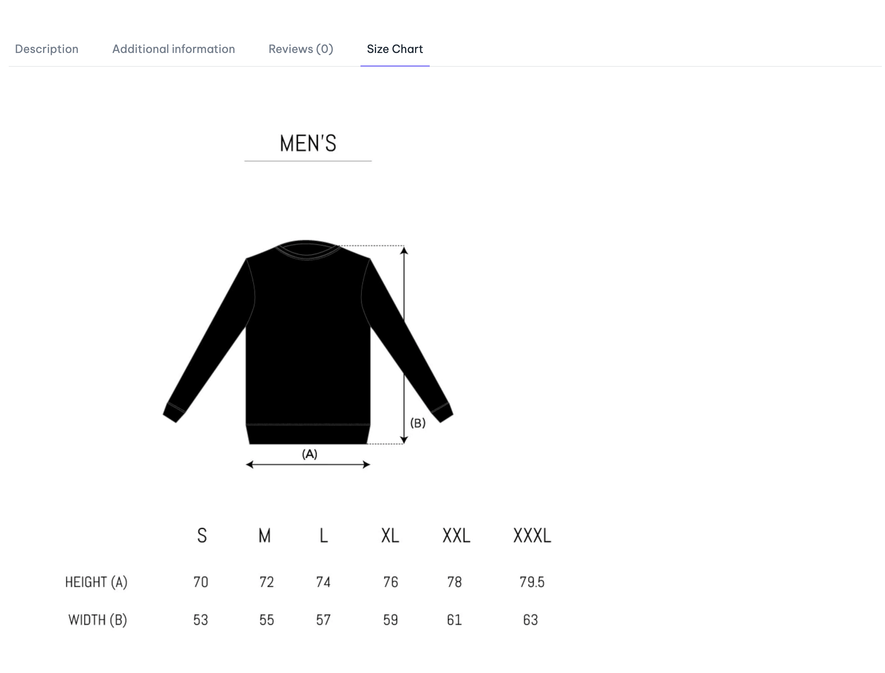 WooCommerce Size Chart